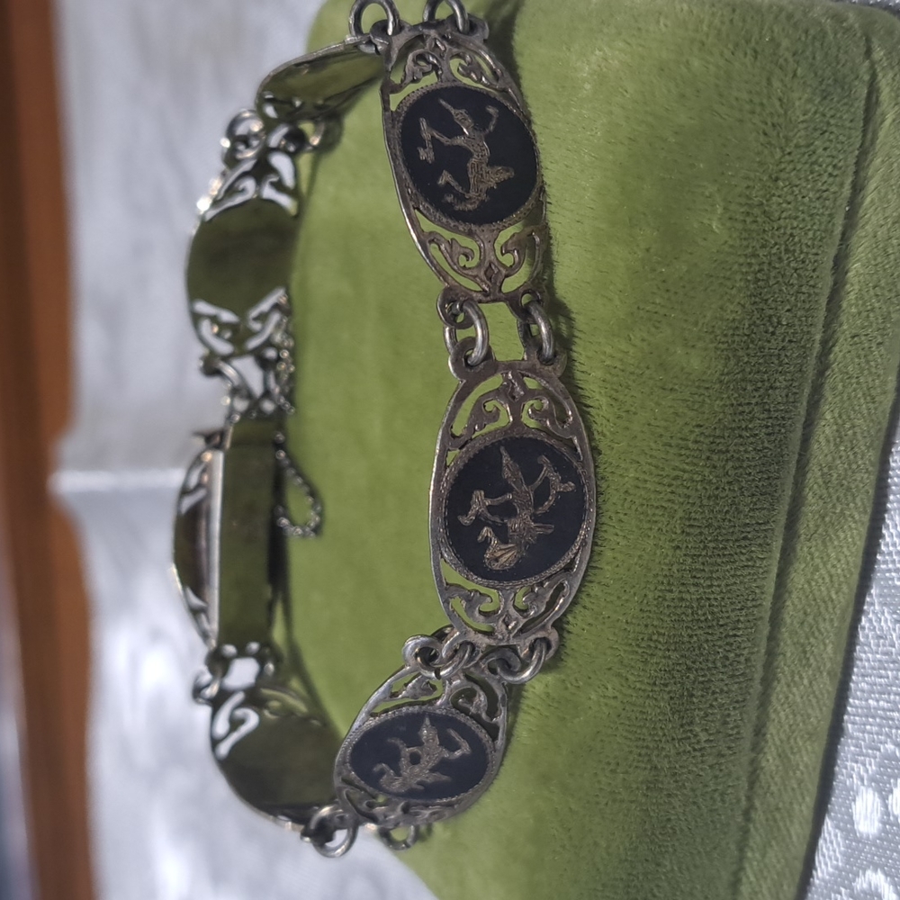 Vintage Siam Silver link bracelet 7.5" Sterling silver link bracelet etc…